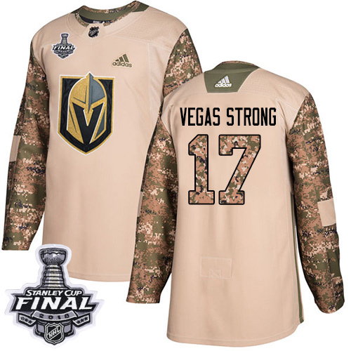 Adidas Golden Knights #17 Vegas Strong Camo Authentic Veterans Day 2018 Stanley Cup Final Stitched NHL Jersey - Click Image to Close